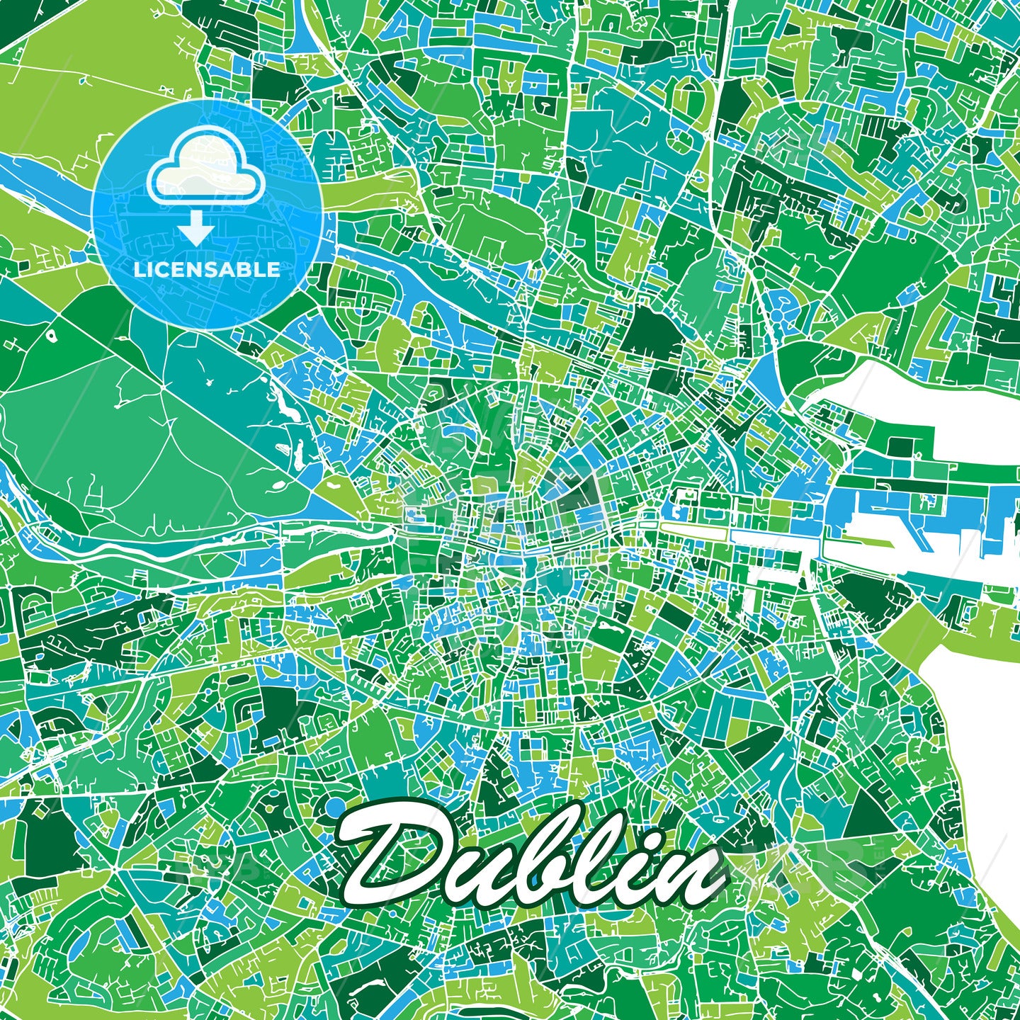 Colorful Dublin Map