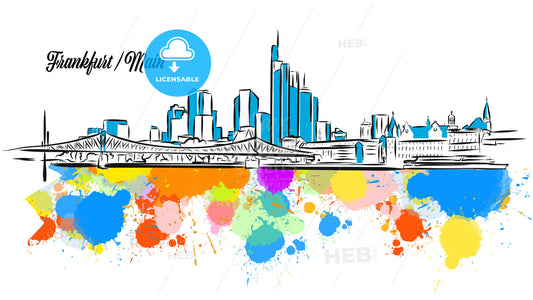 Colorful Frankfurt Main Cityscape Banner – instant download
