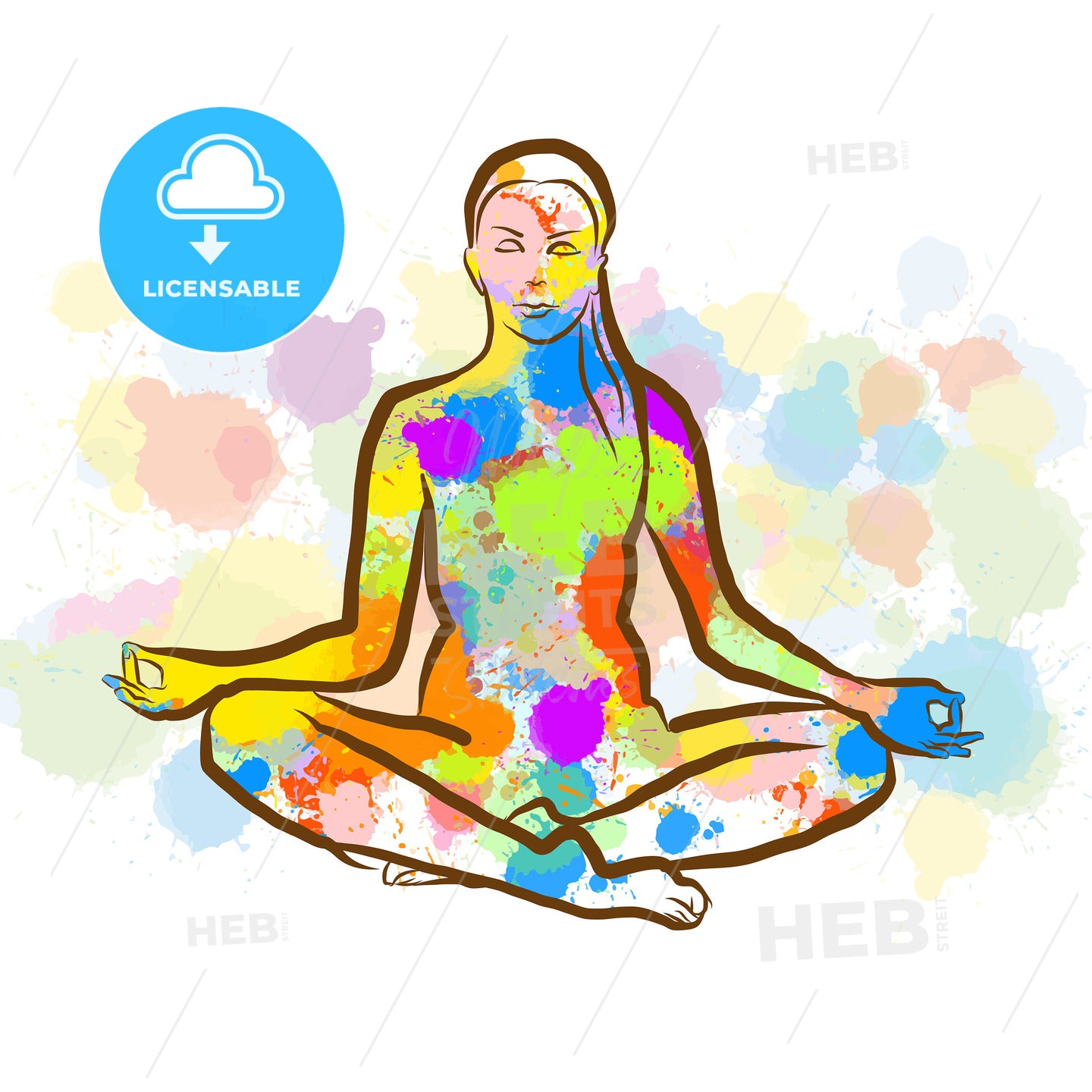 Colorful Siddhasana Yopa Pose – instant download