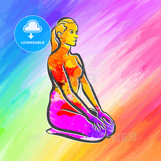 Colorful Vajrasana Thunderbolt Yoga Pose