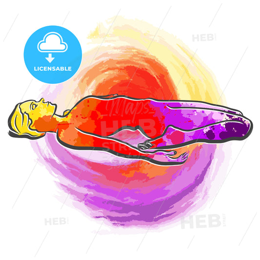 Colorful Virasana Supta Yoga Pose