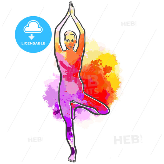 Colorful Vrikshasana Tree Yoga Pose