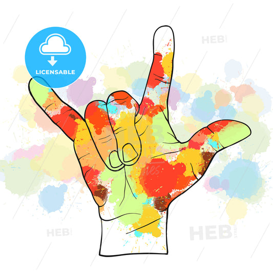 Colorful devil horn hand – instant download