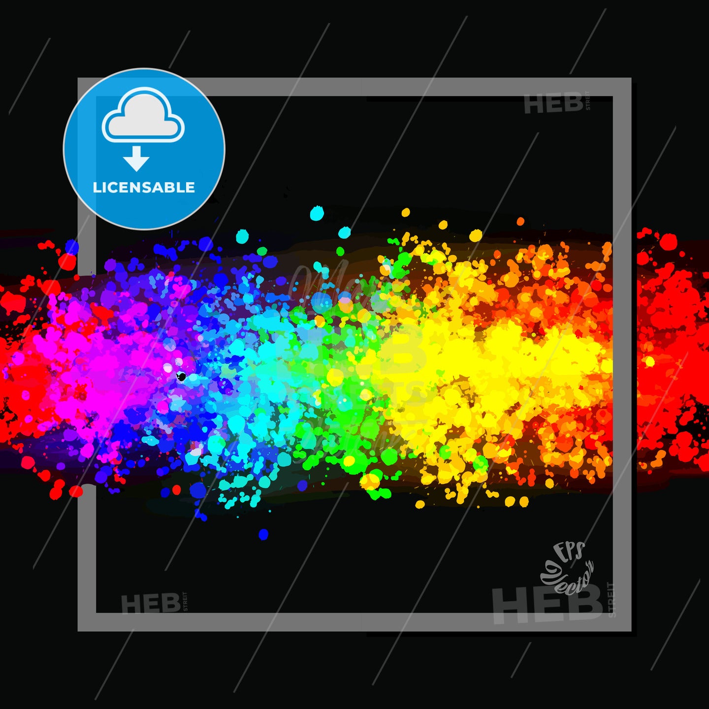 Colorful drops in rainbow colors with frame – instant download