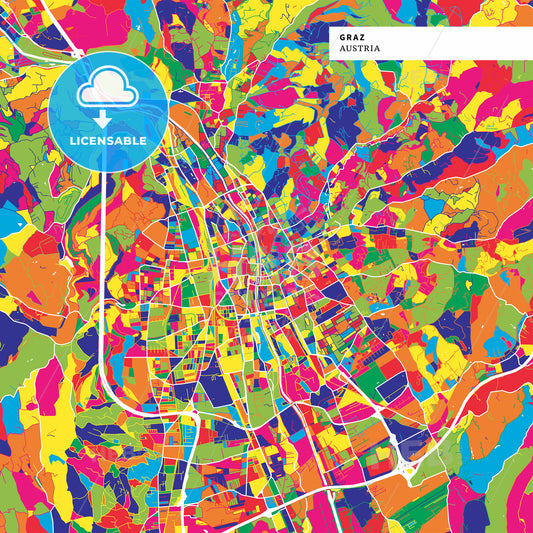 Colorful map of Graz, Austria