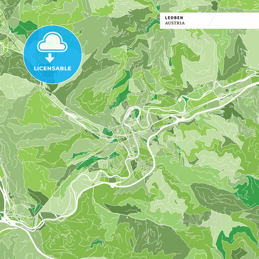 Colorful map of Leoben, Austria