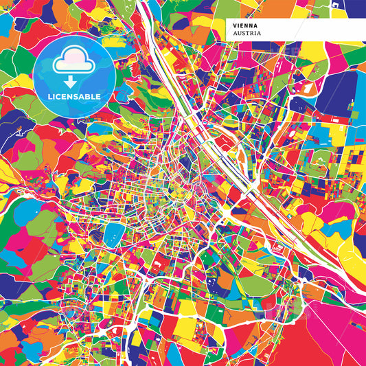 Colorful map of Vienna, Austria