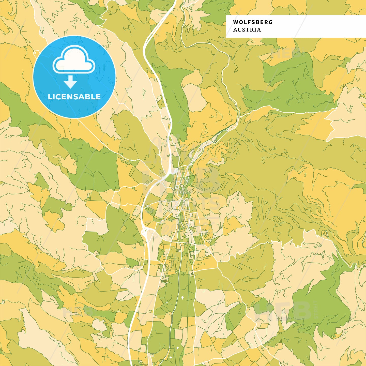 Colorful map of Wolfsberg, Austria