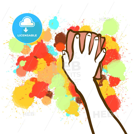 Colorful sponge hand blackboard sketch – instant download