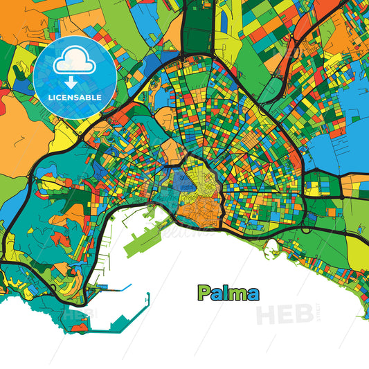 Colorful street map of Palma