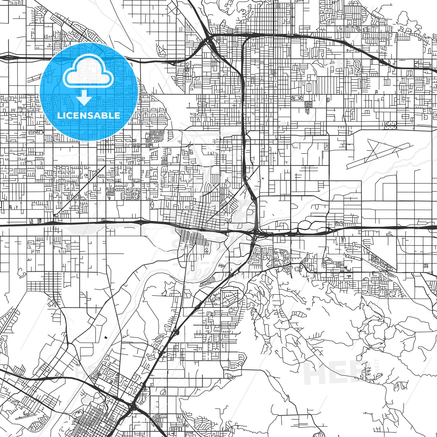 Colton, California - Area Map - Light