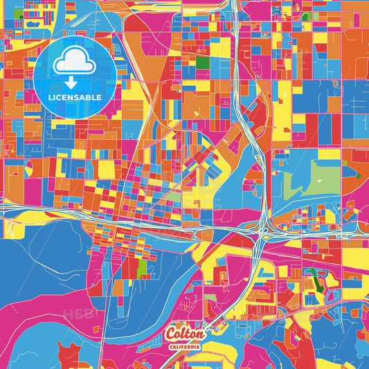 Colton, United States Crazy Colorful Street Map Poster Template - HEBSTREITS Sketches