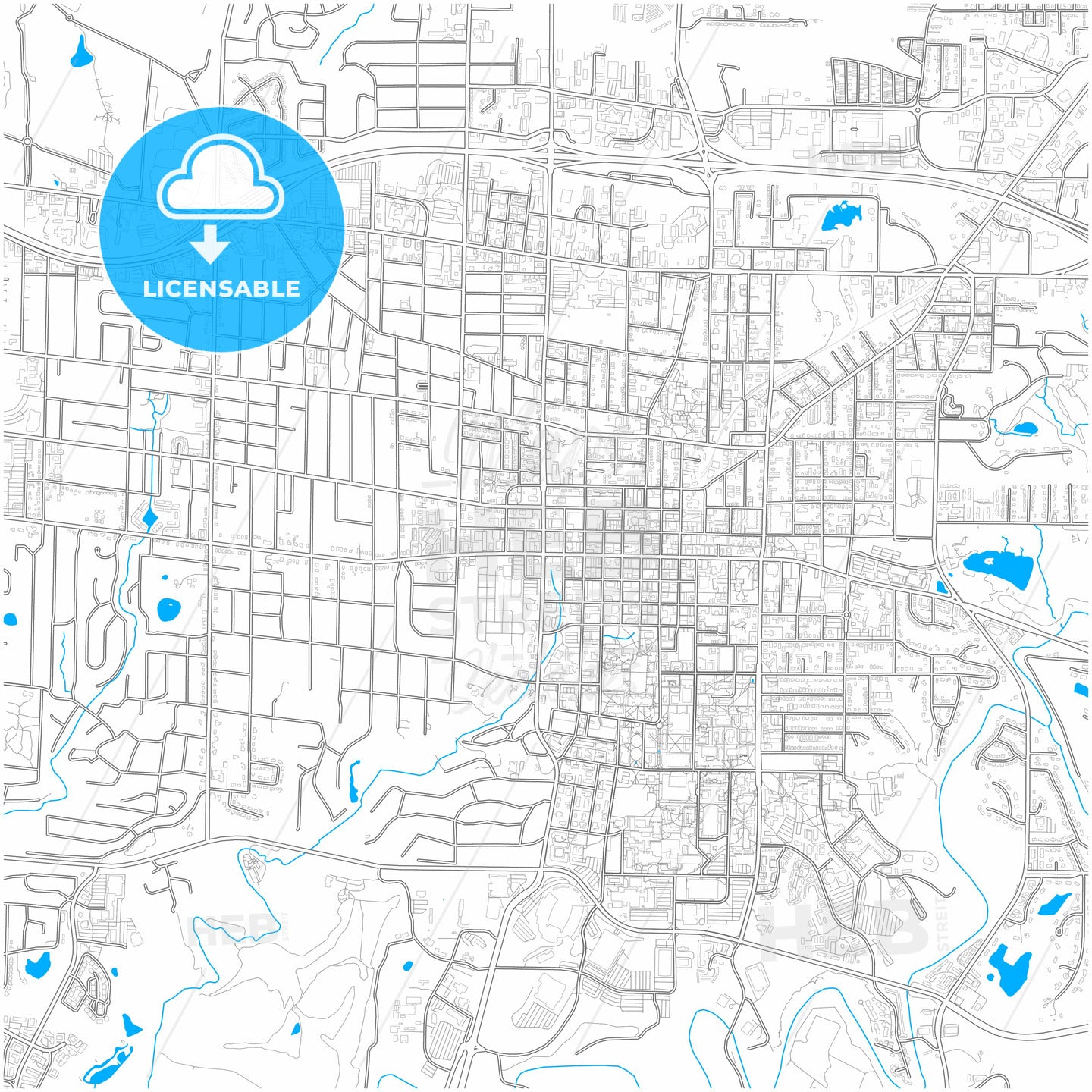 Columbia, Missouri, United States, city map with high quality roads.