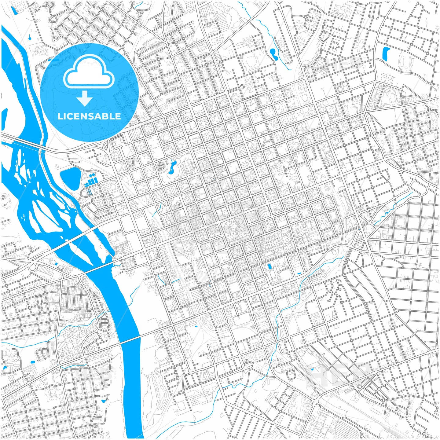 Columbia, South Carolina, United States, city map with high quality roads.