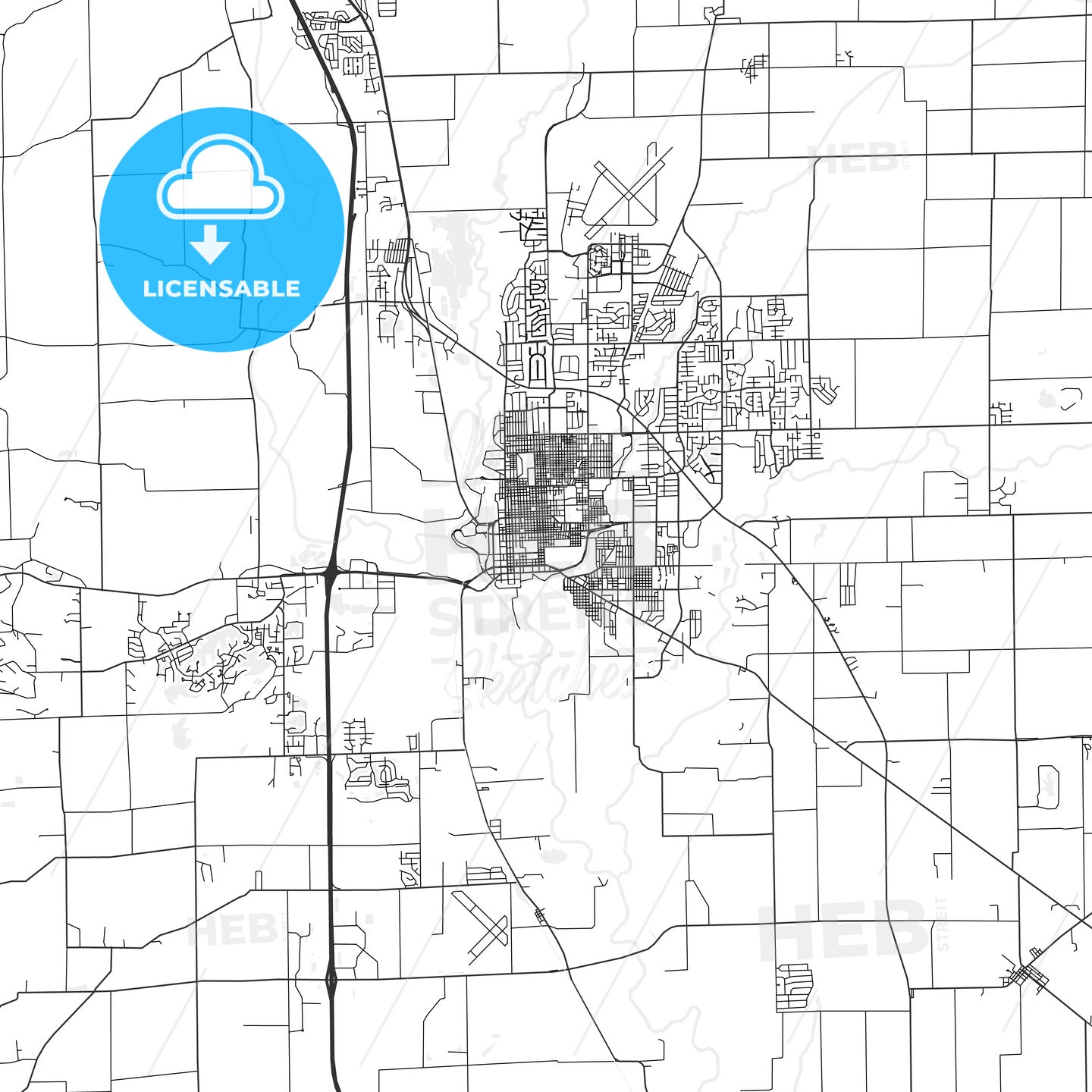 Columbus Indiana Area Map Light Hebstreits 9107