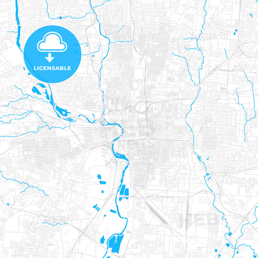 Columbus, Ohio, United States, PDF vector map with water in focus