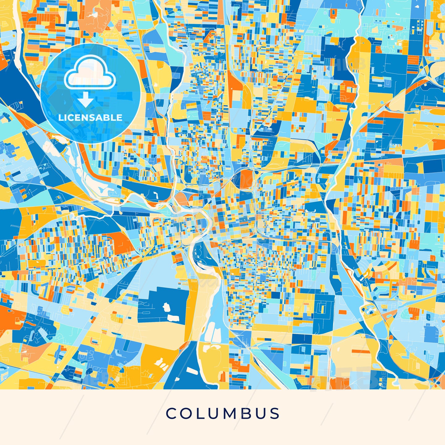 Columbus colorful map poster template