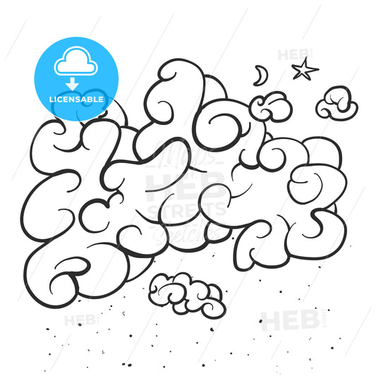 Comic Cloud Background Sketch – instant download