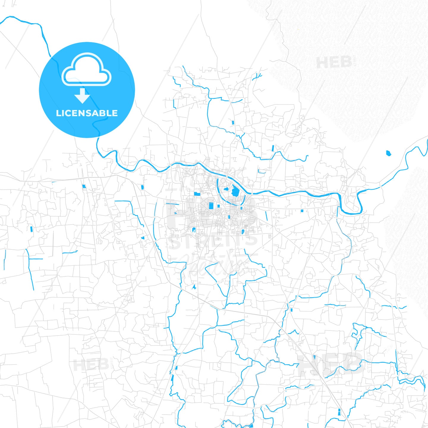 Comilla, Bangladesh PDF vector map with water in focus