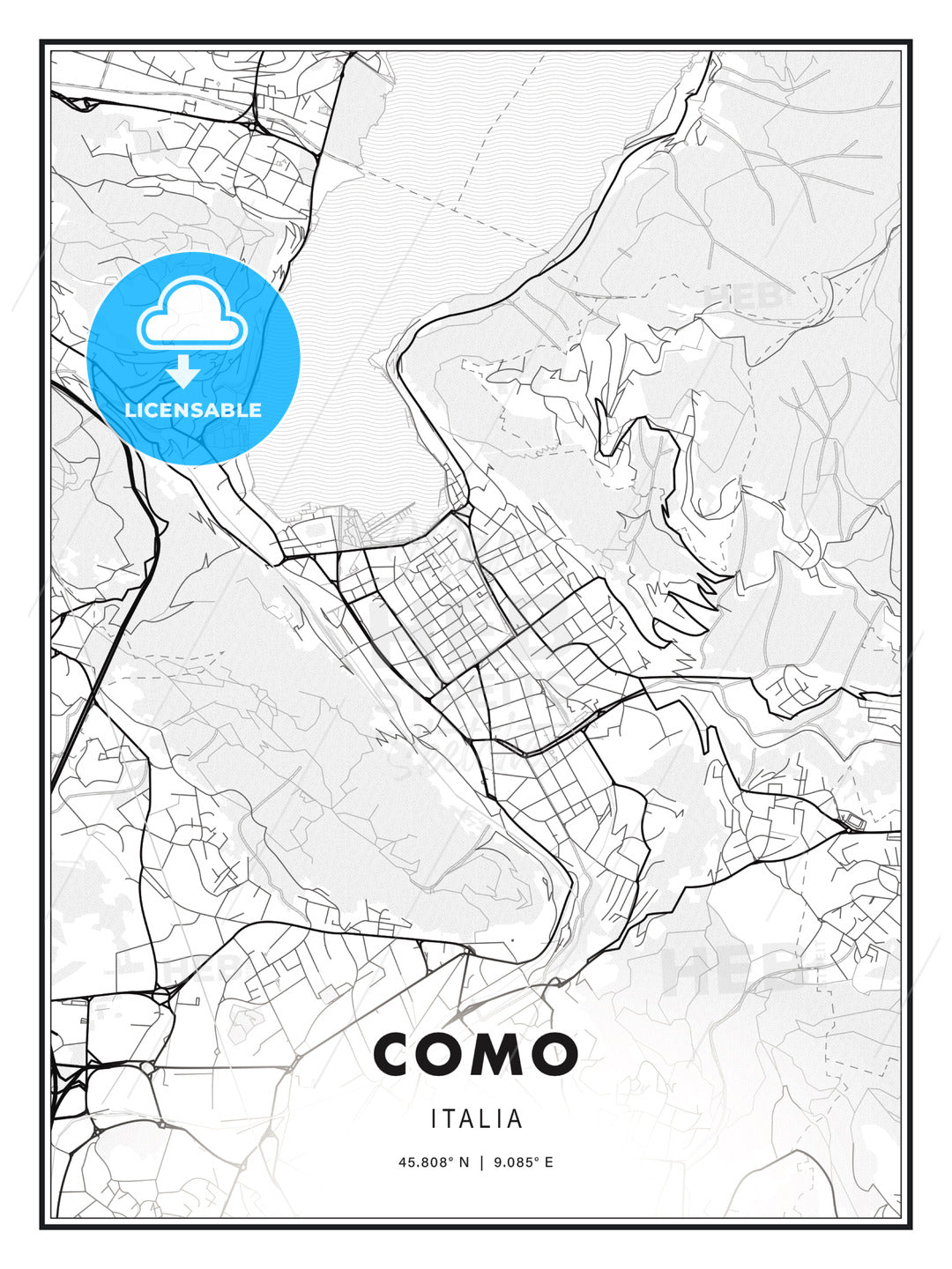 Como, Italy, Modern Print Template in Various Formats - HEBSTREITS Sketches