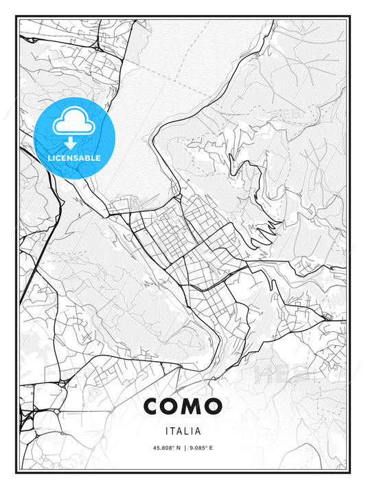 Como, Italy, Modern Print Template in Various Formats - HEBSTREITS Sketches