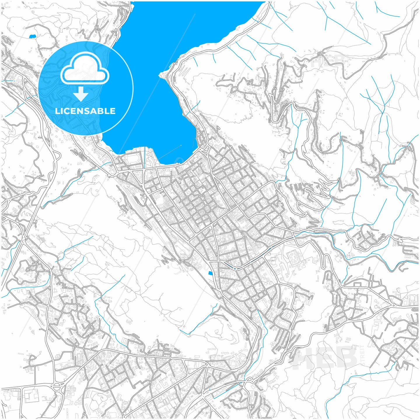 Como, Lombardy, Italy, city map with high quality roads.