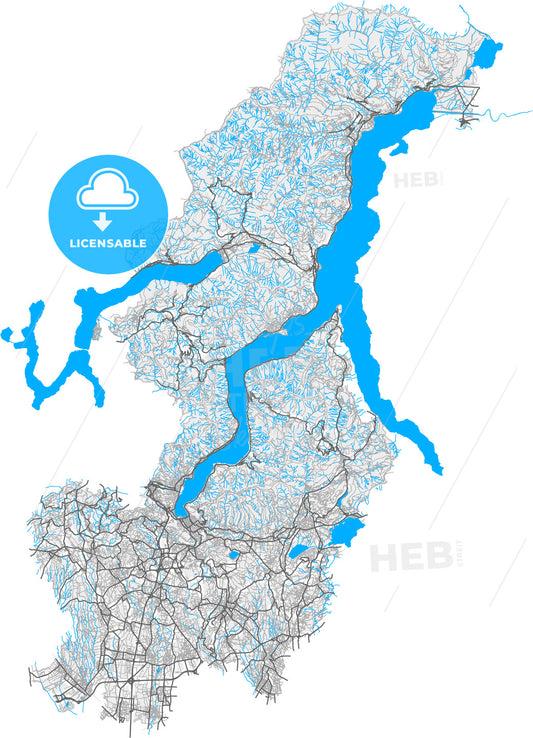 Como, Lombardy, Italy, high quality vector map