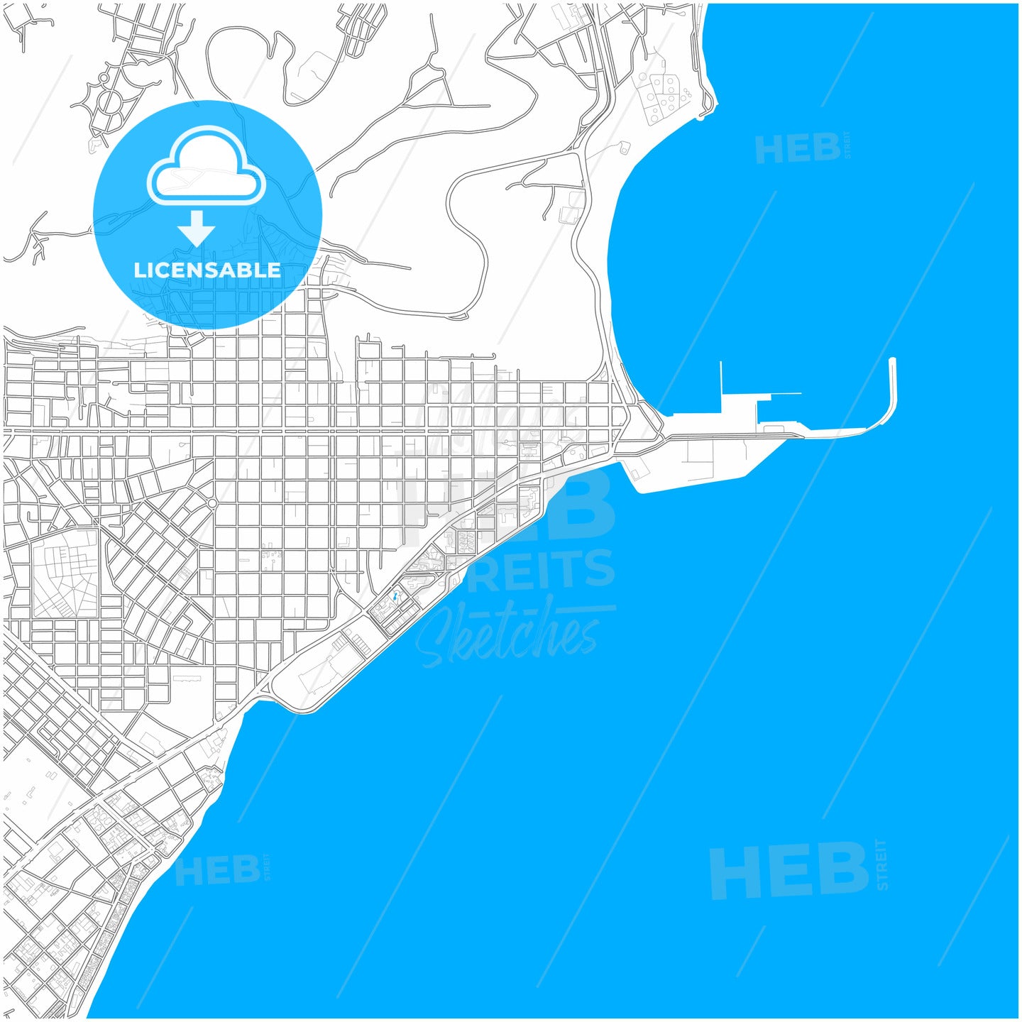 Comodoro Rivadavia, Argentina, city map with high quality roads.