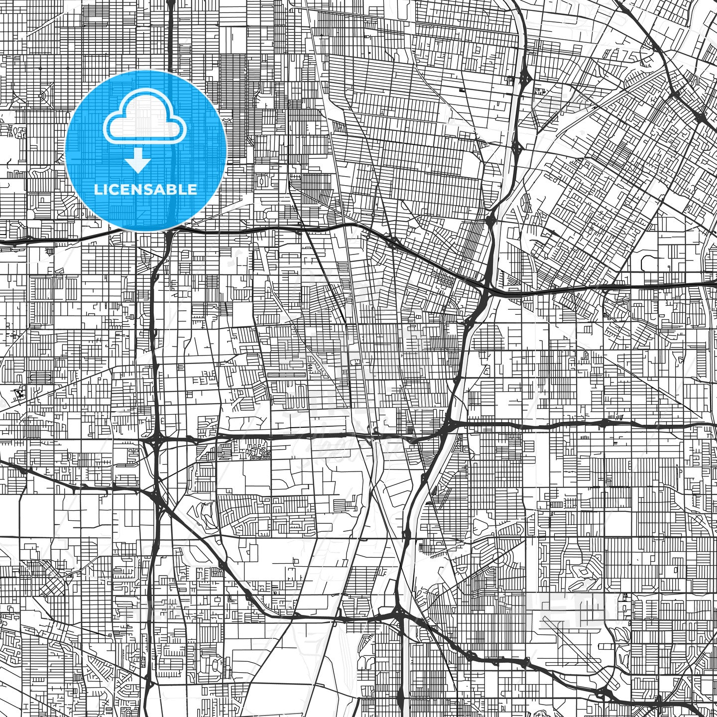 Compton, California - Area Map - Light