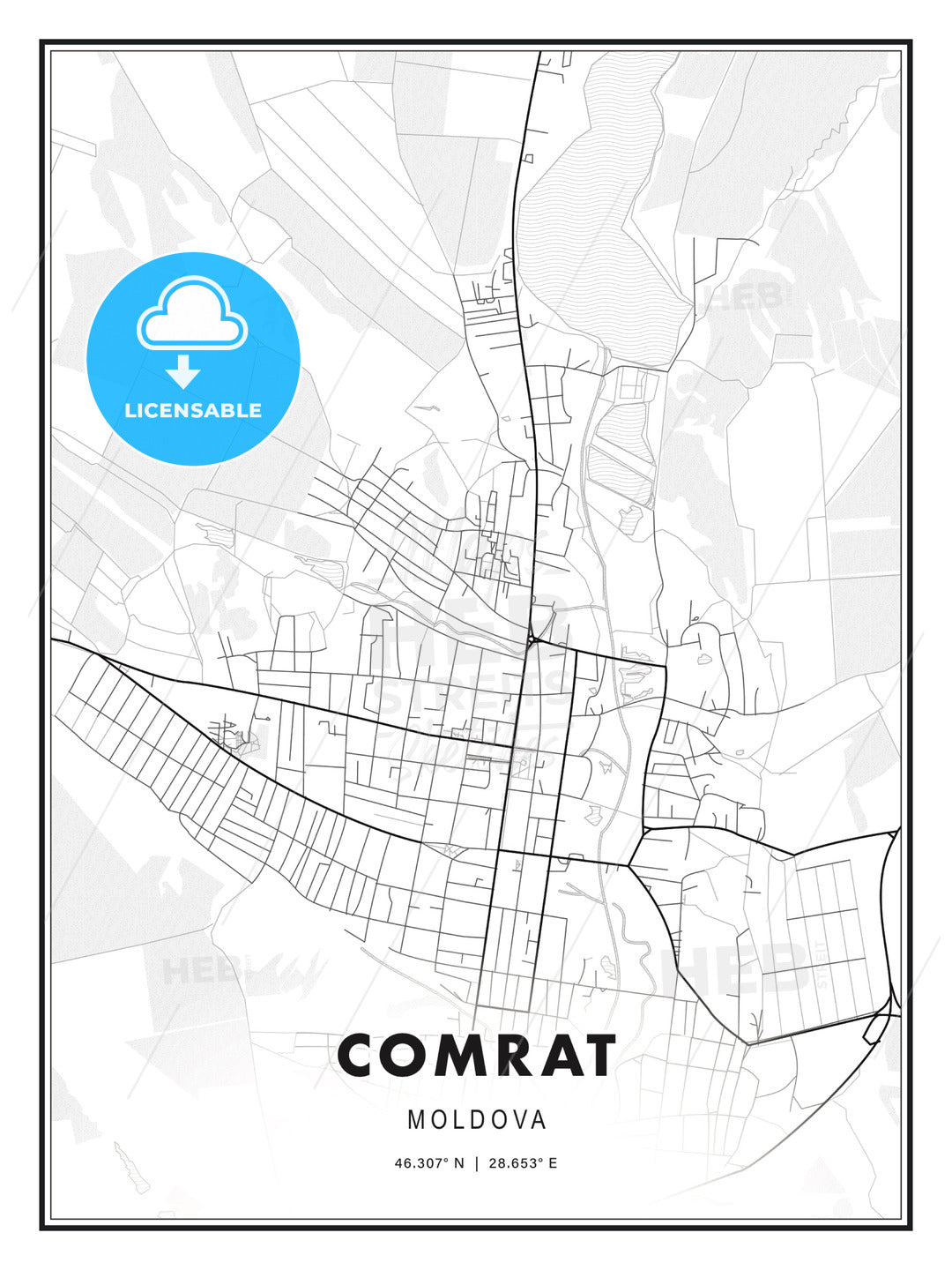 Comrat, Moldova, Modern Print Template in Various Formats - HEBSTREITS Sketches