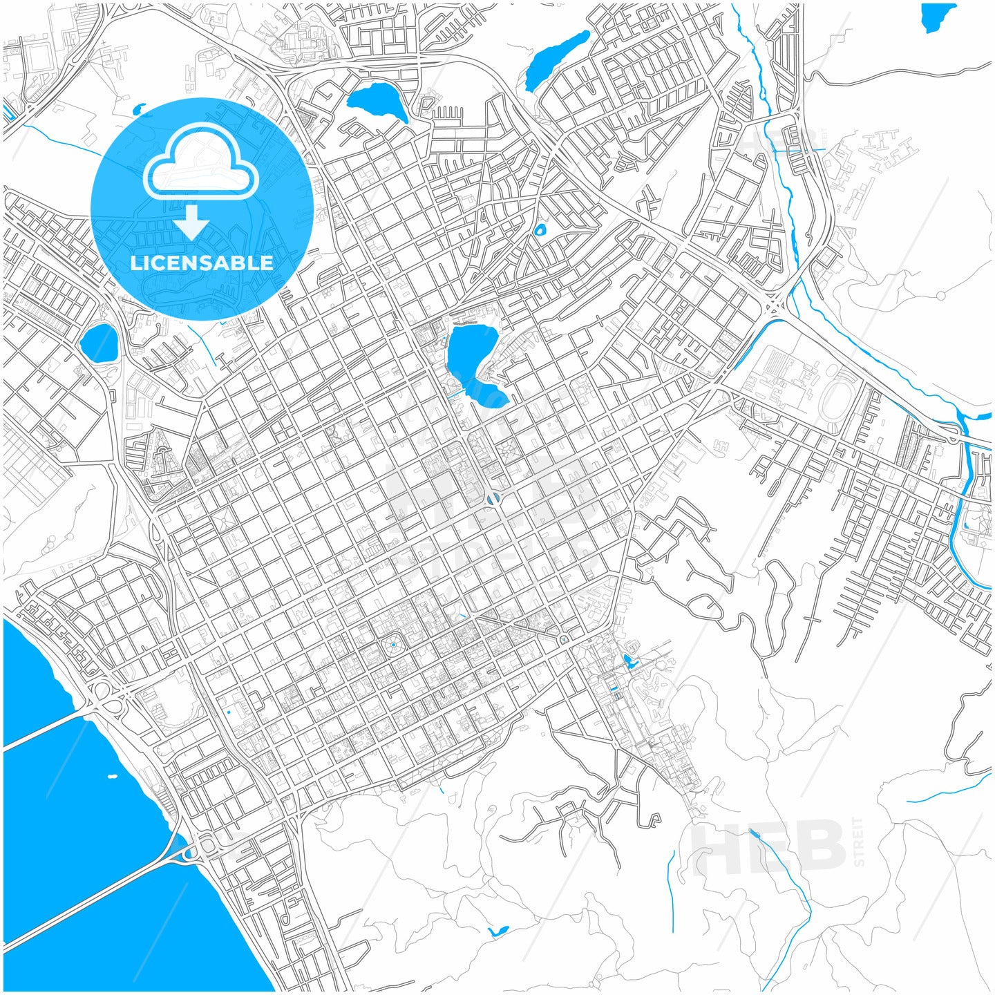 Concepcion, Chile, city map with high quality roads.