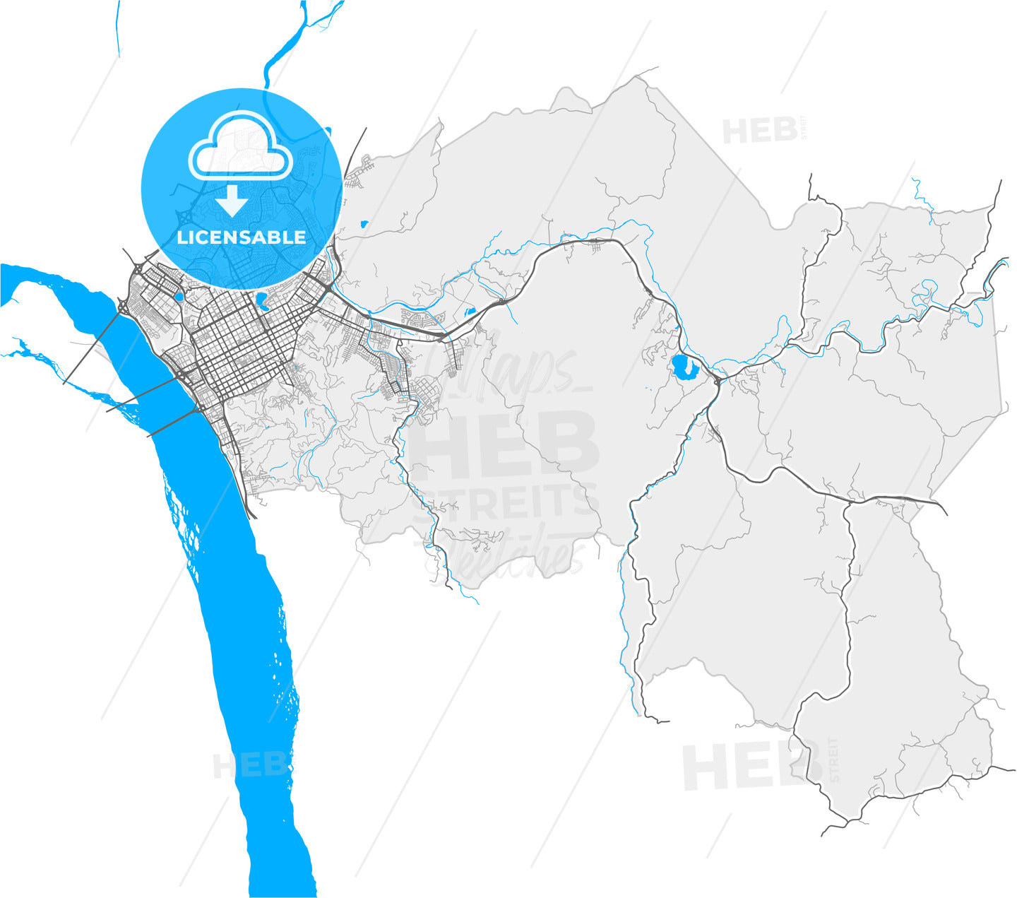 Concepcion, Chile, high quality vector map