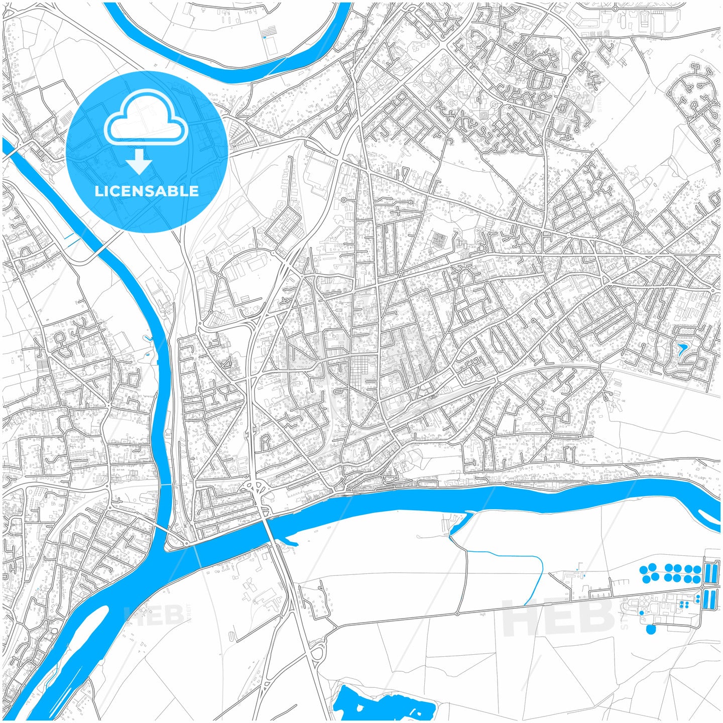 Conflans-Sainte-Honorine, Yvelines, France, city map with high quality roads.