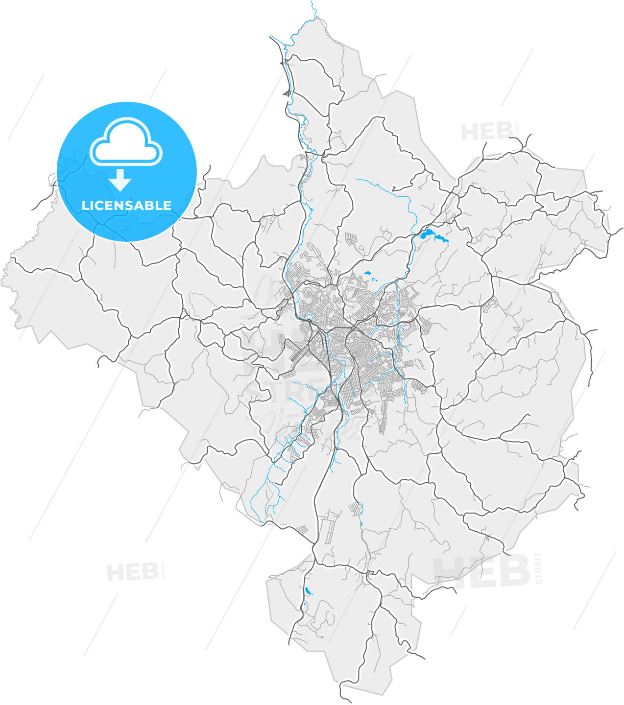 Conselheiro Lafaiete, Brazil, high quality vector map