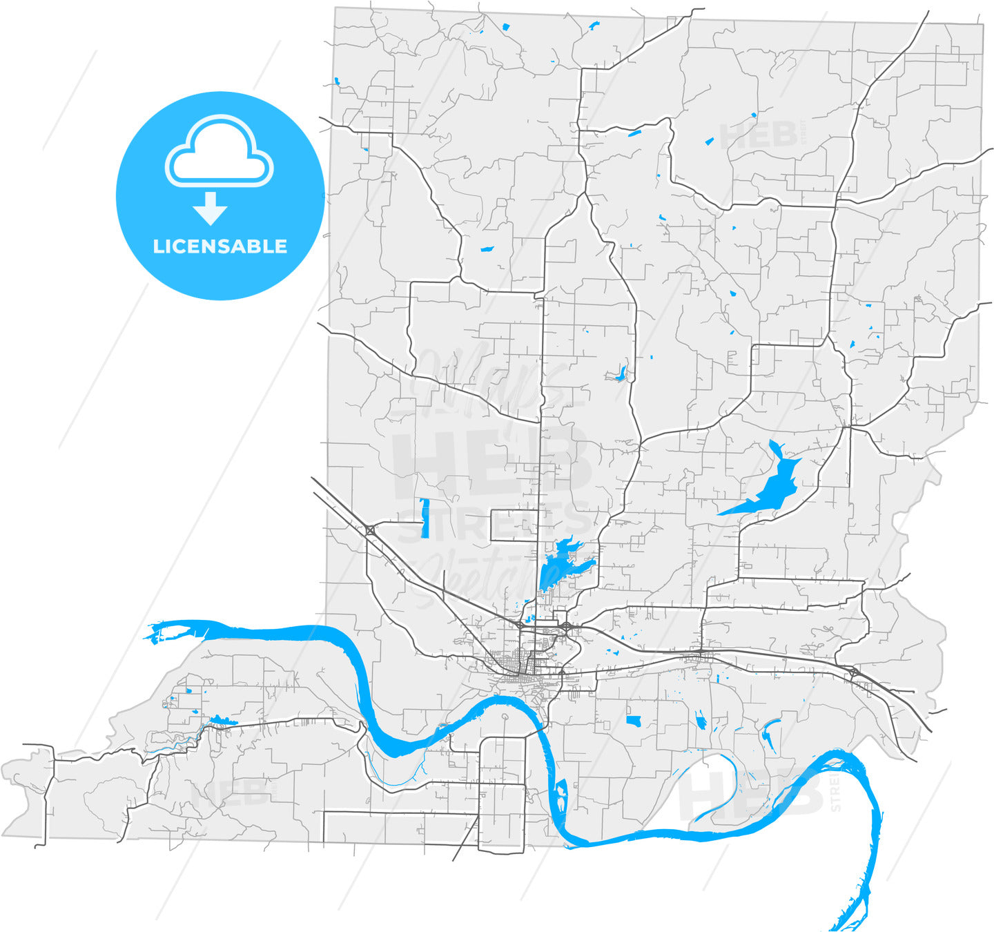 Conway, Arkansas, United States, high quality vector map