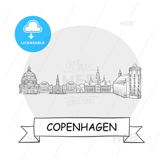 Copenhagen Cityscape Vector Sign – instant download