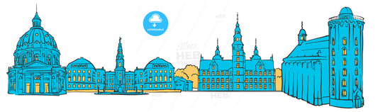 Copenhagen Denmark Colored Panorama – instant download