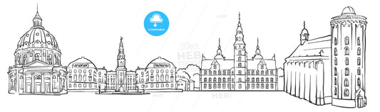 Copenhagen Denmark Panorama Sketch – instant download