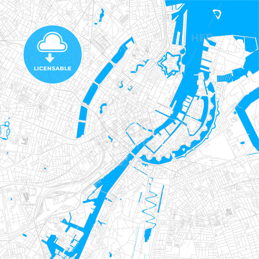 Copenhagen, Denmark bright two-toned vector map