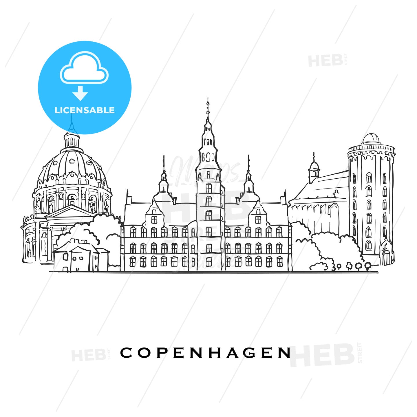 Copenhagen Denmark famous architecture – instant download
