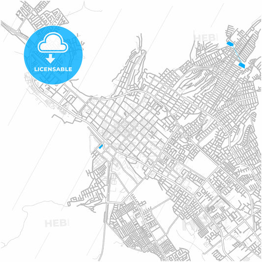 Copiapo, Chile, city map with high quality roads.