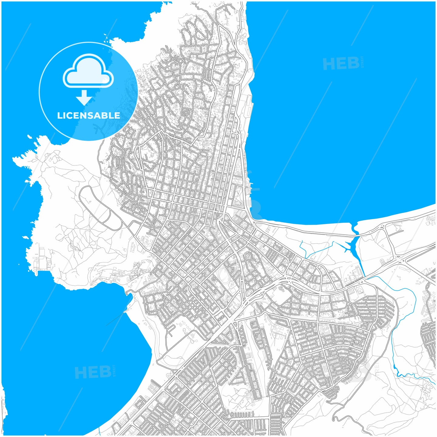 Coquimbo, Chile, city map with high quality roads.