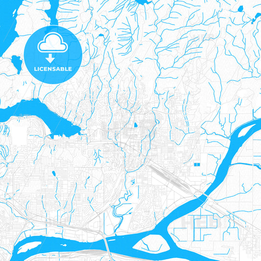 Coquitlam, Canada PDF vector map with water in focus