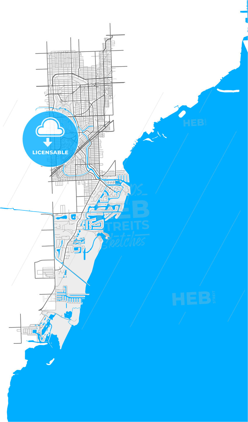 Coral Gables, Florida, United States, high quality vector map