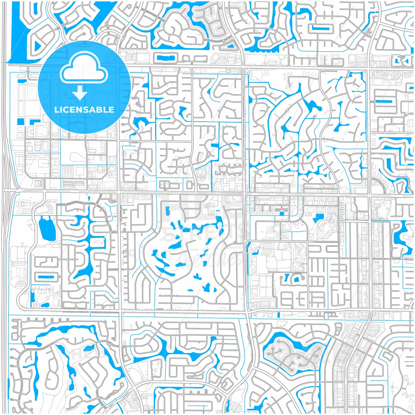 Coral Springs, Florida, United States, city map with high quality roads.