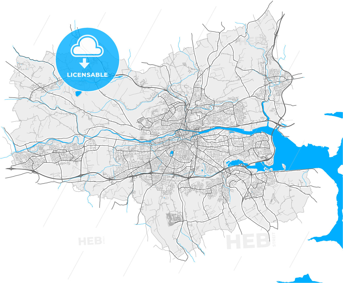 Cork, County Cork, Ireland, high quality vector map