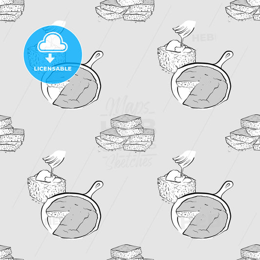 Cornbread seamless pattern greyscale drawing – instant download