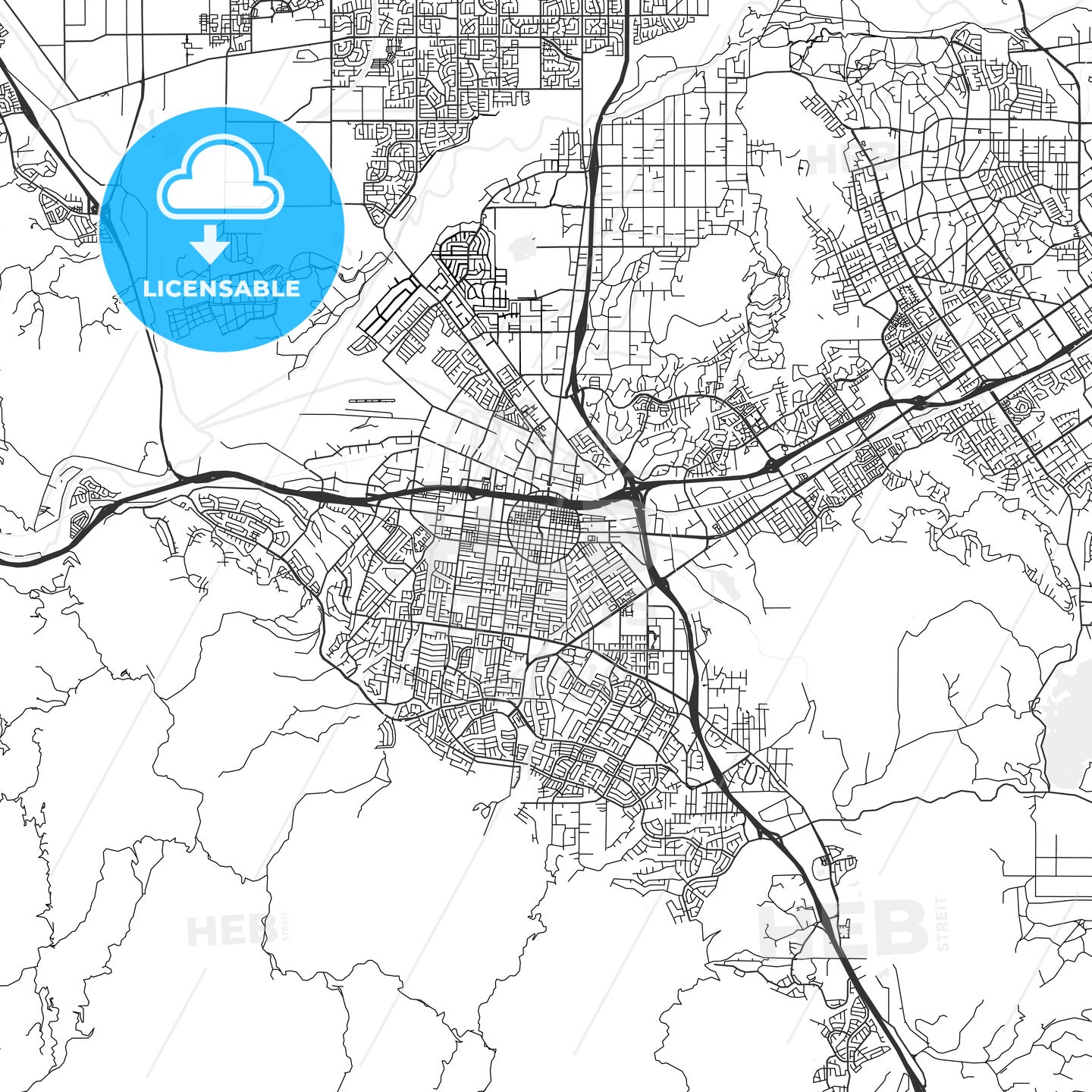 Corona, California - Area Map - Light