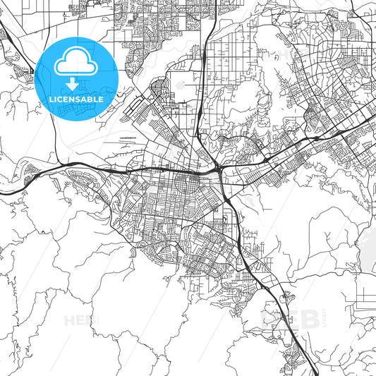 Corona, California - Area Map - Light