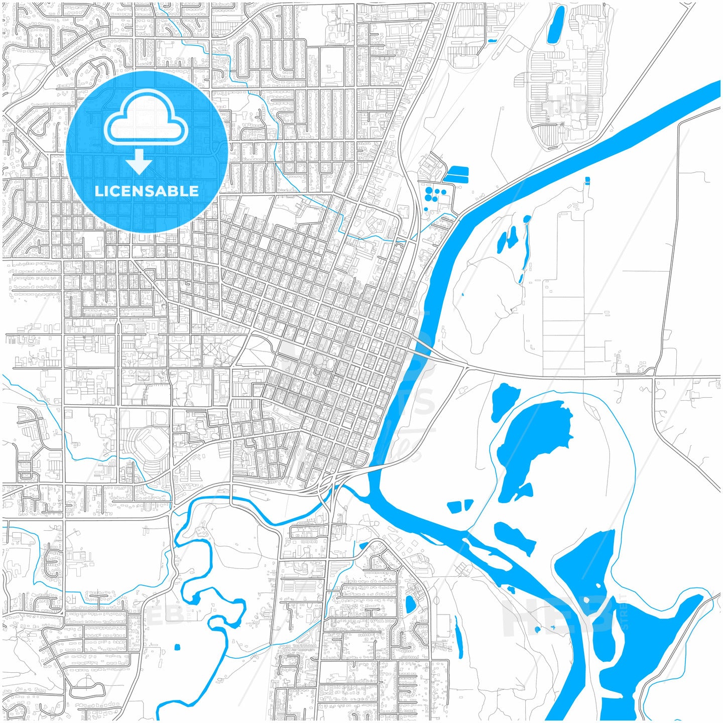 Corvallis, Oregon, United States, city map with high quality roads.